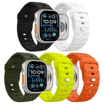 Afbeelding van MoKo 5Pack Ocean band Compatible with Apple Watch Ultra 2 49mm 45mm 44mm 42mm for Men Women,Outdoor Silicone Replacement Strap Sport Wrist iWatch Series 9 8 7 6 5 4 3 SE 1,ColorE