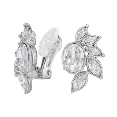 Afbeelding van Traveller Clip Oorbellen Oorclips Dames Zilverkleurig Kristallen Preciosa Crystals Geplatineerd Bloem 20 x 12 mm 157777