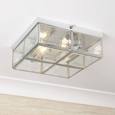 Afbeelding van Searchlight Plafondlamp Pisa, glazen kap, chroom