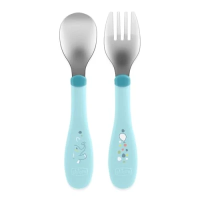 Afbeelding van Chicco 00016102250000 peuterbestek Peuter bestekset Blauw Roestvrijstaal