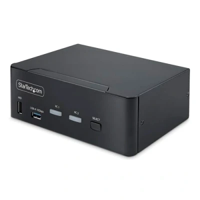 Afbeelding van StarTech COM 2 poorts DisplayPort KVM switch DP 1.4 8K 60Hz 4K 144Hz 2x USB 3.2 10Gbps Po, schakelaars, Zwart