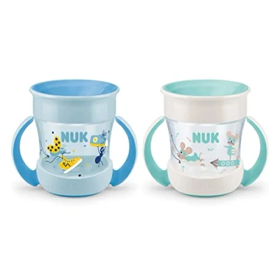 Afbeelding van NUK Mini Magic Cup drinkbeker 2 pack lekvrije 360 drinkrand vanaf 6 maanden praktische handgrepen BPA vrij 160 ml Stuks Multi kleuren
