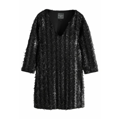 Afbeelding van Next LONG Sleeve Vneck Fringe Sequin Miniregular FIT Cocktailjurk, Dames, Maat: 40, Black