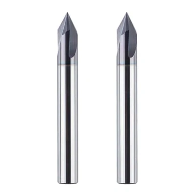 Afbeelding van SpeTool 2 stuks fasenfrees, graveerfrees, 3 fluiten, V groeffrees, 6 mm schacht, 60 graden VHM, graveersteek, schachtfrees, houtfrees met TiAlN coating, CNC frees voor bovenfrees