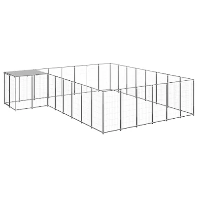Afbeelding van vidaXL Hondenkennel 15,73 m² staal zilverkleurig