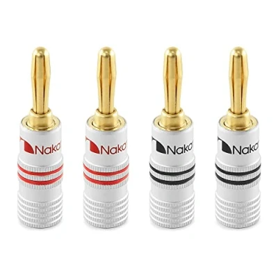 Afbeelding van Nakamichi 24K vergulde bananenstekker 12 AWG 18 Maatmaat 4 mm flexibele aansluiting van de kabels, hifi boxen, versterkers, AV receivers, geluids en stereosystemen stuks (2 paar)