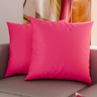 Afbeelding van PETTI Artigiani Italiani 2 kussenslopen 35 x cm, effen kussenslopen, fuchsia, kussensloop van 100% microvezel, hypoallergeen, gemaakt in Italië
