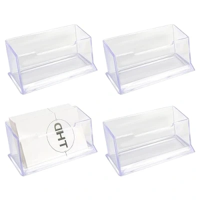 Afbeelding van Anruyi 4 stuks visitekaartjeshouder, houder voor visitekaartjes, kantoor, opslag visitekaartjeshouder van acryl, transparant (10,3 x 4,5 cm)