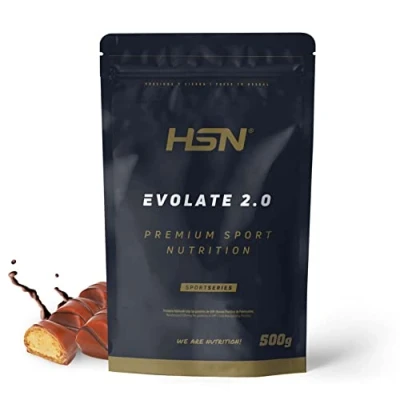 Afbeelding van HSN Evolate 2.0 wei eiwitisolaat, chocolade en hazelnoten, 500 g = 17 blikjes per verpakking, weiproteïne isolaten CFM + spijsverteringsenzymen, niet GMO, vegetarisch, gluten sojavrij