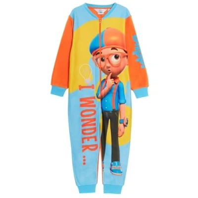 Afbeelding van Blippi Kids Onesie Jongens Meisjes Fleece Pyjama All in One Bijpassende Unisex Zachte Warme PJ&#039;s Rits Loungewear, Meerkleurig, 3 4 Jaren