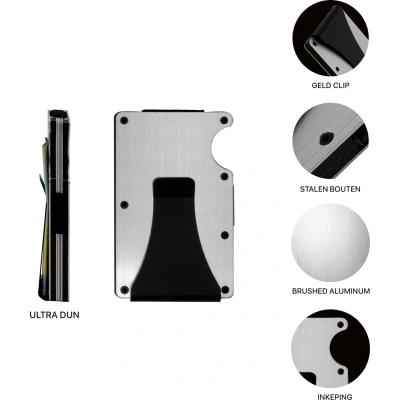 Afbeelding van Pasjeshouder Aluminium creditcardhouder met geldclip Money clip RFID Anti Skim Max 12 pasjes
