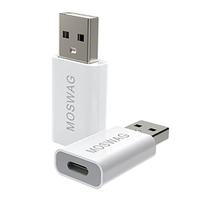 Afbeelding van MOSWAG 2 pack USB C naar mannelijk vrouwelijk Adaoter witte adapter Compatibel met iMac, MacBook Pro, MacBook, laptop, pc, computerladers