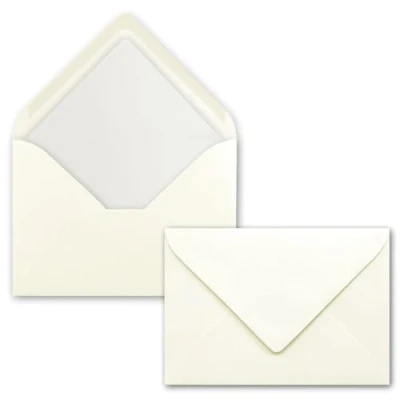 Afbeelding van 100 enveloppen natuurlijk wit, DIN C6, gevoerd met wit zijdepapier, 90 g/m², 11,4 x 16,2 cm, natte plakrand NEUSER PAPIER