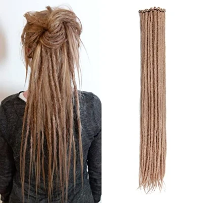 Afbeelding van 20 Inch Strengen/Pak Synthetische Dreadlocks Extensions Dunne 0,6 cm Gehaakte Gevlochten Haar Zachte Single Ended Reggae Hiphop Hippie Stijl, Diep Blond