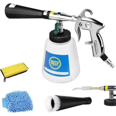 Afbeelding van EXLECO Auto reinigingspistool, binnenreiniger, waspistool, 60 liter, 6 9,2 bar, perslucht, interieurwaspistool, draagbaar spuitpistool met borstel, metalen buis en lagers (3e generatie)