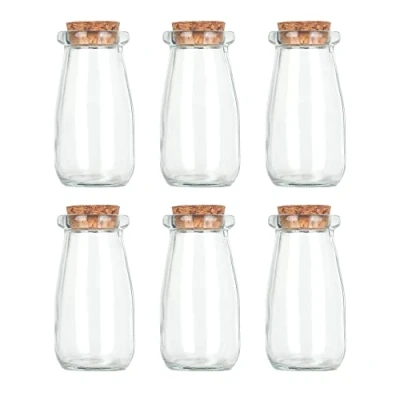 Afbeelding van Magic Season Decoratieve glazen flessen met kurkstop (100 ml yoghurtflessen/6 stuks)