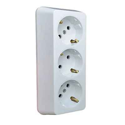 Afbeelding van 4 laags monteerbare stopcontacten, met 3 vakken, schokbestendig, gemaakt in de EU, koppeling gemonteerd op powerband, zonder kabel, 250,00 V