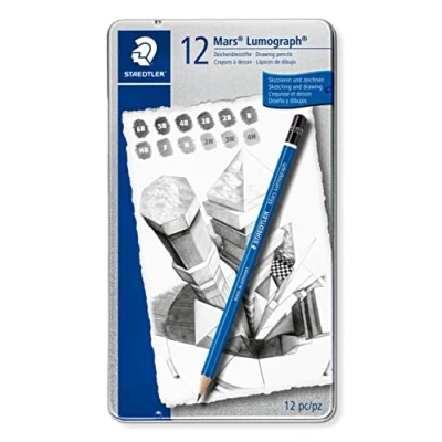 Afbeelding van Staedtler Potlood Mars Lumograph 12 stuks: 6B 5B 4B 3B 2B B HB F H 2H 3H 4H 5 stuks