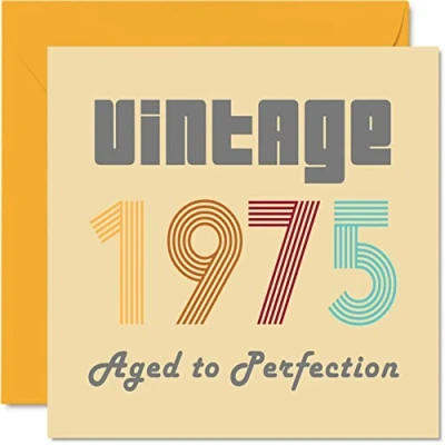 Afbeelding van 48e verjaardagskaarten voor mannen vrouwen Vintage 1975 Aged To Perfection 48 verjaardagskaart grappig haar hem, 145 mm x beste vriend mama papa broer zus oom