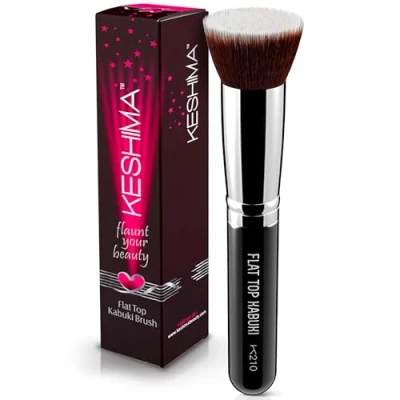 Afbeelding van Flat Top Kabuki Foundation Brush van KESHIMA Premium make upborstel voor vloeibare foundation, crème en poeder polijsten, blending borstel, gezichtsborstel