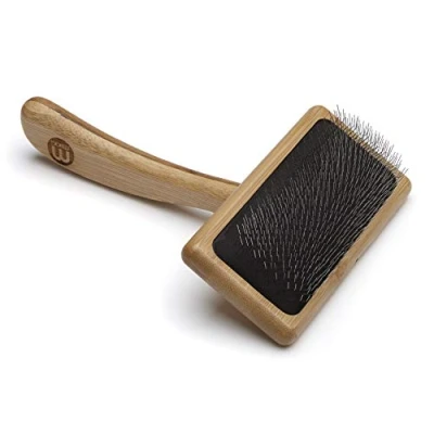 Afbeelding van Mikki Bamboe zachte pin gladde borstel voor hond, kat, puppy, medium, lange en krullende jassen, verwijdert knopen, klitten, dood haar, handgemaakt van natuurlijk bamboe, medium