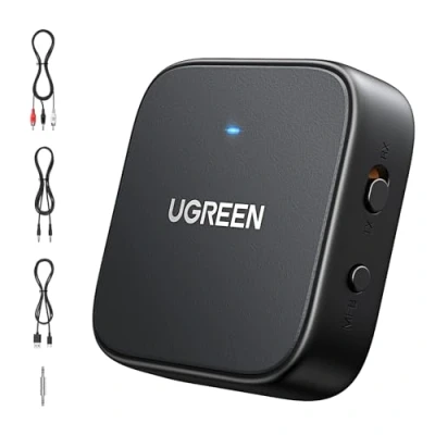 Afbeelding van UGREEN Bluetooth 5.2 adapter voor twee hoofdtelefoons zoals Airpods 2/3 2 in 1 ontvanger tv, stereo installatie, draadloze audiozender ontvangeraansluiting auto, vliegtuig