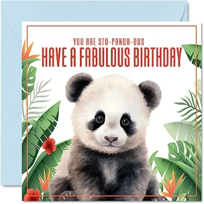 Afbeelding van panda verjaardagskaarten voor mannen en vrouwen Stu ous dier 145mm x wenskaarten, verjaardagskaart mama papa zus broer dochter oom tante Bestie werk collega vriend leuke bday