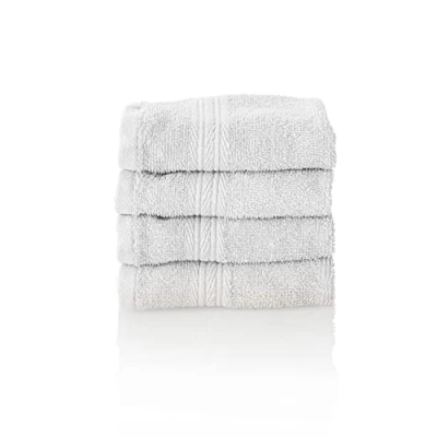Afbeelding van Glart Premium badstoffen handdoekenset, kleur: WIT, 4 gastendoekjes van 30 x 50 cm
