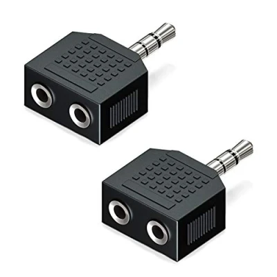 Afbeelding van deleyCON 2 Stuks 3,5mm Jack Stereo Audio Adapter Verdeler 1x Stekker naar 2x Bus Splitter Hifi Receiver Home Theater