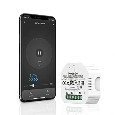 Afbeelding van MoesGo Mini wifi module voor gordijnen en rolluikschakelaars, systemen met elektromotor, compatibel app Smart Life/Tuya, Amazon Alexa Google Home (1 stuk)