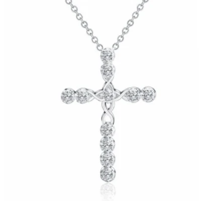 Afbeelding van Ketting Zilver Kruis Zirkonia Charme Bijoux