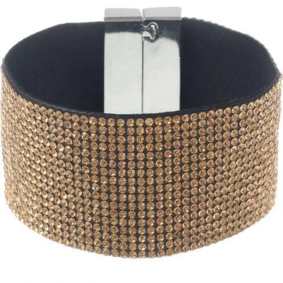 Afbeelding van Behave Armband van imitatie suede met steentjes