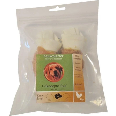 Afbeelding van Natuurlijke Snack kluif geknoopt plus kip 14 cm zak a 2st Gebr de boon