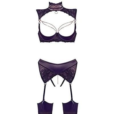 Afbeelding van Abierta Fina Elegante Jarretel Set Met Open Kruisje Zwart