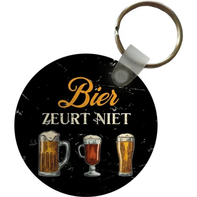 Afbeelding van Sleutelhanger Bier Mancave Vintage Plastic Rond Uitdeelcadeautjes Vaderdag cadeau Geschenk Cadeautje voor hem Tip Mannen