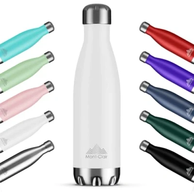 Afbeelding van Mont Clair H2O thermosfles, BPA vrij, roestvrijstalen fles, 500 ml, 24 uur koud en 12 warm, stalen waterfles, wit