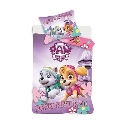 Afbeelding van Paw Patrol beddengoed voor babybed, 100% katoen, dekbedovertrek 100 x 135 cm + kussensloop 40 60 cm, met Stella en Everest