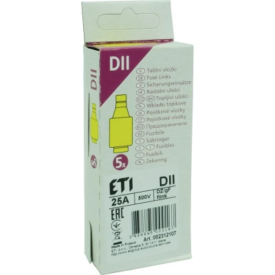 Afbeelding van ETI Meterkast zekering DII D Patronen 25A Snel 1x5 stuks