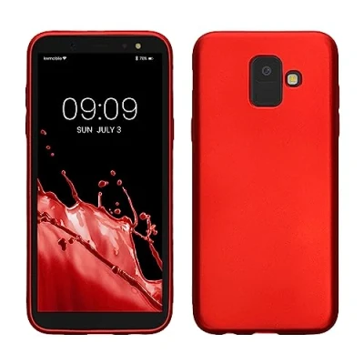 Afbeelding van kwmobile telefoonhoesje compatibel met Samsung Galaxy A6 (2018) hoesje Zachte case voor smartphone Back cover in metallic donkerrood