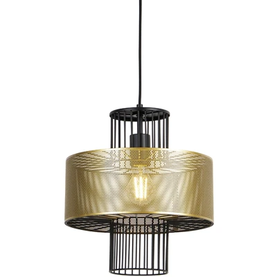Afbeelding van QAZQA Design hanglamp goud met zwart 30 cm Tess