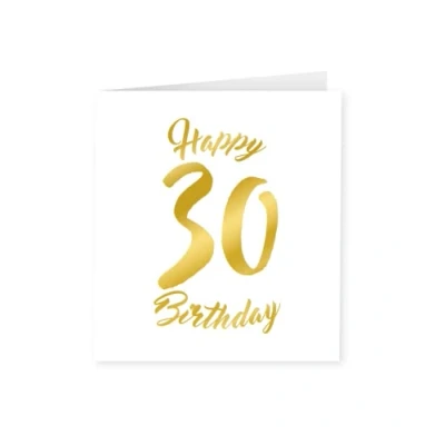 Afbeelding van PD Party 7028006 Wenskaart voor Vieringen en Verjaardagen Originele Kaarten 30 Jaren, Goud/Wit, 15cm Lengte x Breedte 0.5cm Hoogte