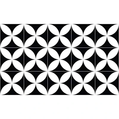 Afbeelding van Ambiance Live pvc tapijt. Antislip vloerbescherming. Cementtegel design, handwas, dikte 2,2 mm, 60 x 100 cm, zwart wit.