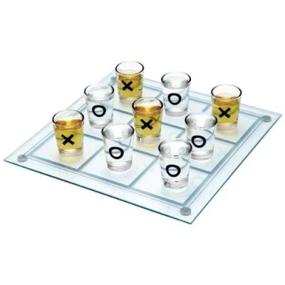 Afbeelding van Out of the Blue 79/3967 glazen drinkspel, Tic Tac Toe, met 9 glazen, speelveld ca. 13 x cm