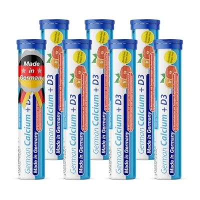 Afbeelding van Duitse calcium + vitamine D3 bruistabletten 140 st. sinaasappel/grapefruitsmaak 500 mg calcium, 2,5 μg T&amp;D Pharma Made in Germany