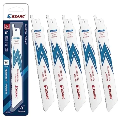 Afbeelding van EZARC Reciprozaagblad Bi Metaal Kobalt Reciprozaagbladen voor Snijden 150mm 14TPI R622PM (5 Stuks)