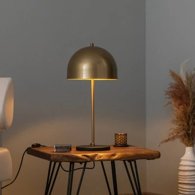 Afbeelding van Tafellamp Lampenkap H58 cm Metaal Zwart goud Menzzo
