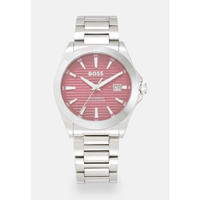 Afbeelding van BOSS Strike Horloge silvercoloured/red, Heren, Maat: One Size, Silver coloured/red