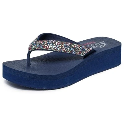 Afbeelding van Skechers Cali Meditatie Vlindertuin voor vrouwen, Marineblauw Mitobuck Multi Gem Stone Trim, 36 EU