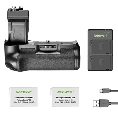 Afbeelding van Neewer Vervangende accugreep voor DSLR camera&#039;s Canon EOS 550D 600D 650D 700D Rebel T2i T3i T4i T5i met lithium reserveaccu LP E8 / USB oplader