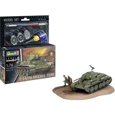Afbeelding van 1:76 Revell 63294 T 34/76 Modell 1940 Tank Model Set Plastic Modelbouwpakket